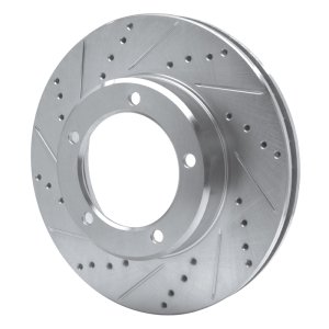 Lexus LX470 Brake Rotor (1) - Front Left - R1 Concepts - Drilled & Slotted - Silver - `98-`07